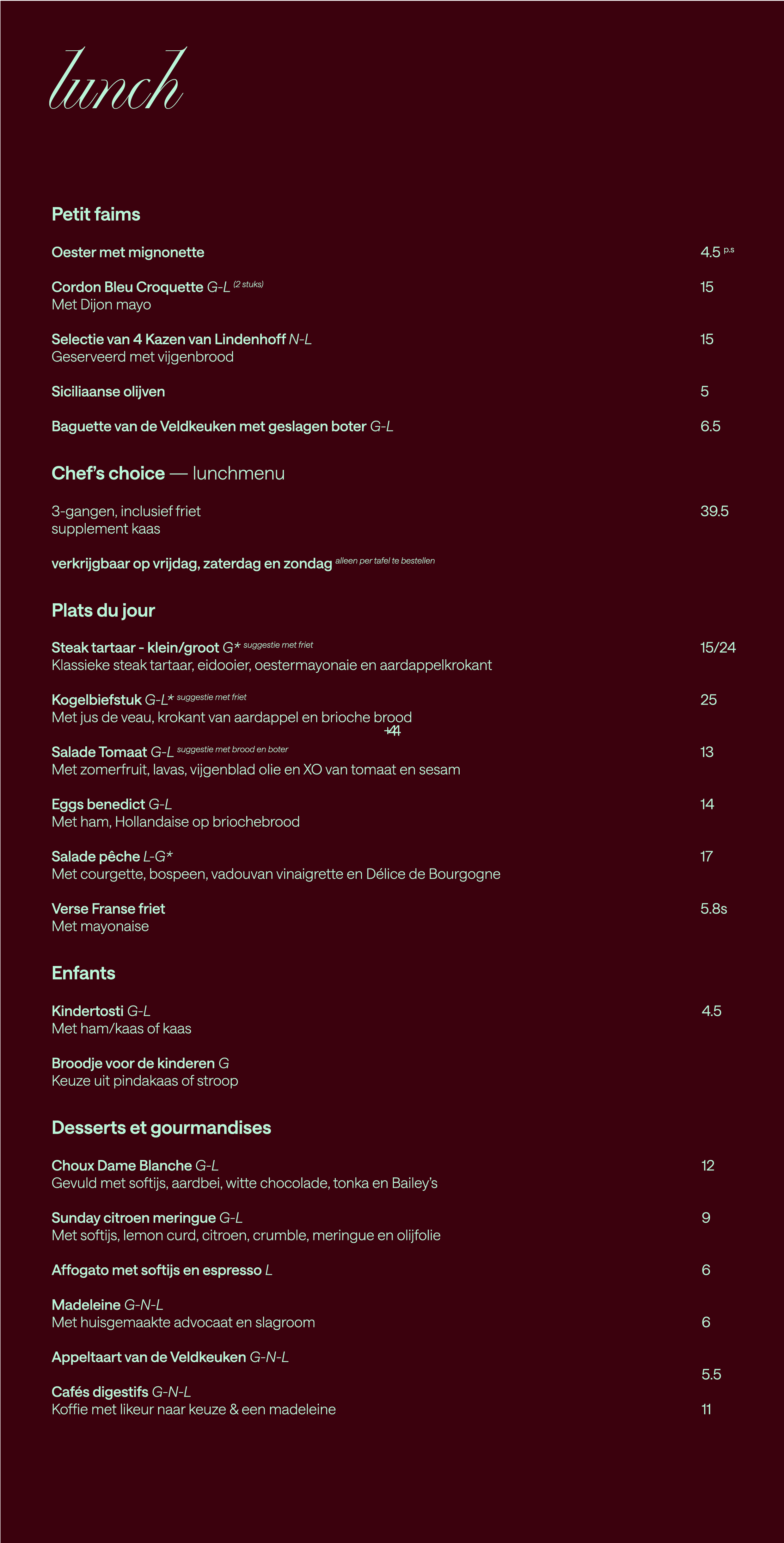 Menukaart — lunch